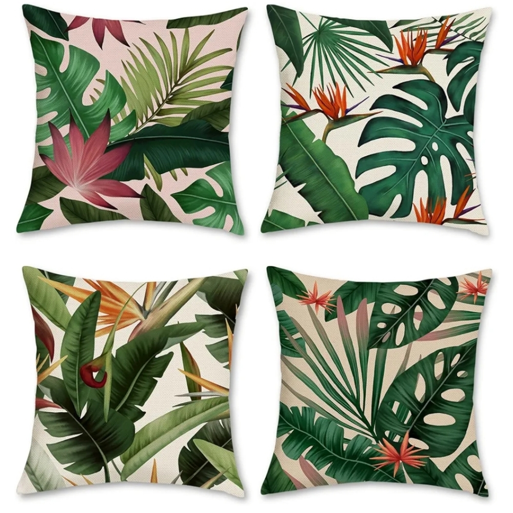 Tropical Print Pillow Covers Set of 4 NWT